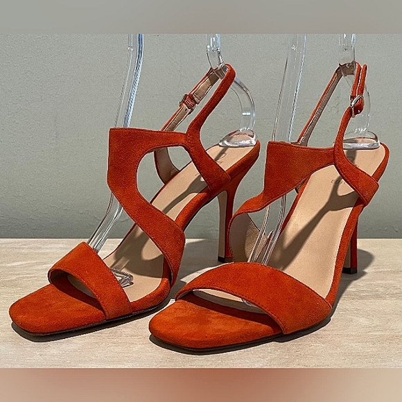 27 EDIT Orange Suede Lanie Heels Size 8.5  New Without Box - Picture 3 of 13